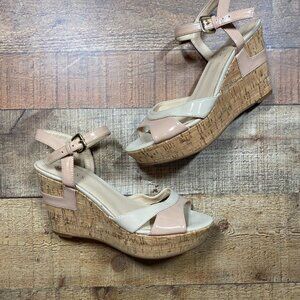 Women's Guess Nude Cork Wedge Sandals size 7.5M
